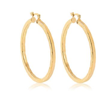 18K Gold Layered Oro Laminado 48 mm Twisted Wholesale 21.0130